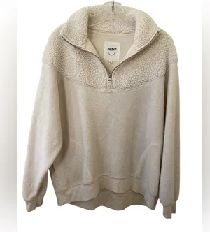 Aerie Hometown Holiday Quarter Zip Sweatshirt Size XS Sherpa Oversized Cozy thumbnail 5