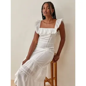 Reformation Tide Midi Dress White Ruffle Cotton Tiered thumbnail 2