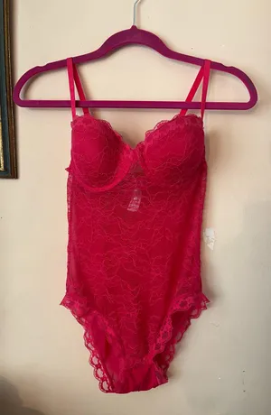 Secret Possessions Pink Lace Bodysuit Size M thumbnail 1