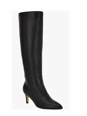 Calvin Klein Garry Leather Knee-High Pointed-Toe Boots in Black, Size 6, NEW thumbnail 9