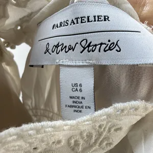 & Other Stories High Neck‎ Long Puff Sleeve Blouse Size 6 Soft White Victorian thumbnail 8