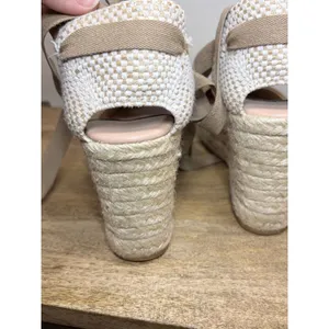 Gaimo Tan Suede Espadrille Wedges Ribbon Ankle Tie Made in Spain EU 37 thumbnail 7