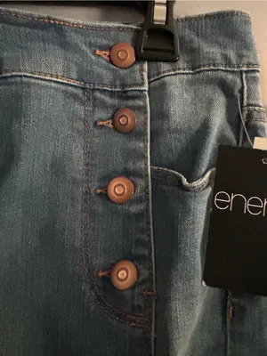 Energie Women's Blue Denim Button-Front Mini Jean Skirt SZ 11 NWT thumbnail 7