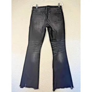 Dear John Rosie Flare‎ Jeans Womens 28 Raw Hem Distressed Black Whimsygoth thumbnail 2