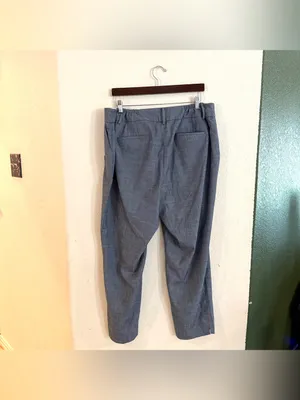 Talbots Womens Pants Blue Crosshatch High Waist Hampshire Ankle Curvy Size 18W thumbnail 2