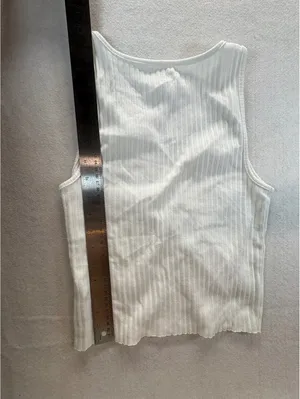 American Eagle Women’s S White Ribbed Split Neck Tank Top Sleeveless Basic thumbnail 5
