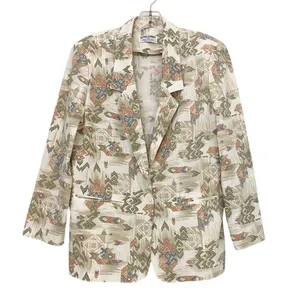 Alfred Dunner‎ Vintage Southwestern Geometric Print Blazer Tan Green Small USA thumbnail 2