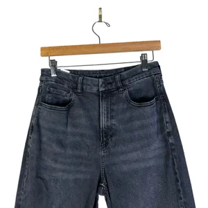 American Eagle Curvy Mom Jeans Womens 6 Black Stretch High Rise Tapered Grunge thumbnail 2
