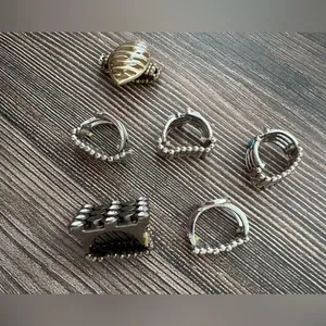 Vintage Adjustable Bulk Costume Statement Ring Lot 6 Silver thumbnail 4
