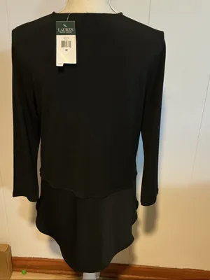 Lauren Ralph Lauren Black Long Sleeve Keyhole Tunic Dress thumbnail 2