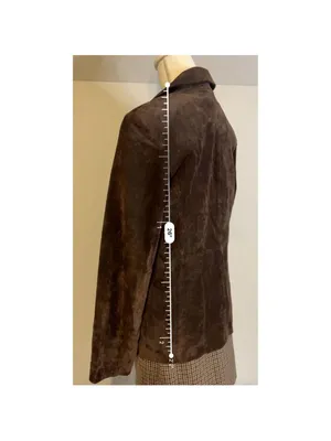 Dark Chocolate Suede 100% Genuine Leather Blazer 10 Espresso thumbnail 5