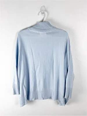 MERSEA Aberdeen Light Blue Cable Knit High Side Slits Poncho Sweater One Size thumbnail 2