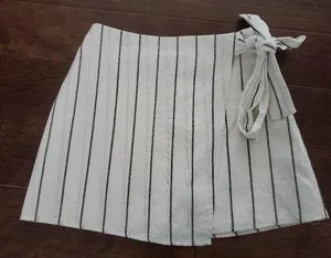 Linen/cotton mixture stripped skirt in cream and black size small by forever21 thumbnail 1