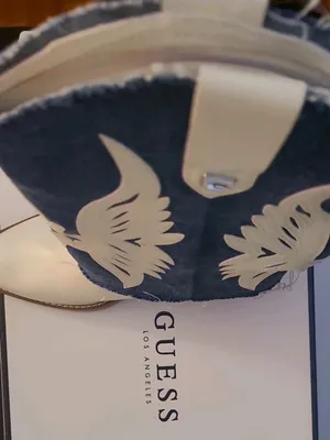 Guess White and Blue Denim Western Cowboy Boots thumbnail 3