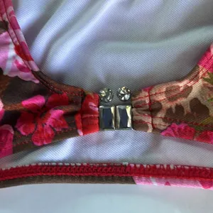 NWOT Aiirz Red and Brown Floral and Cheetah Print Embellished Bikini Top Sz L thumbnail 8