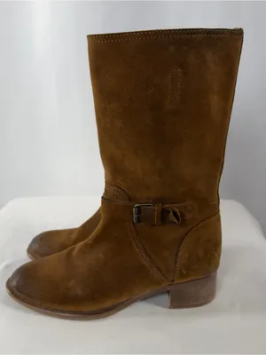J. Crew‎ Ryder Suede Mid-Calf Buckle Equestrian Riding Boots Size 8.5 Brown thumbnail 4