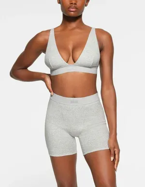 SKIMS Cotton Rib Boxer Shorts Light Heather Grey thumbnail 1