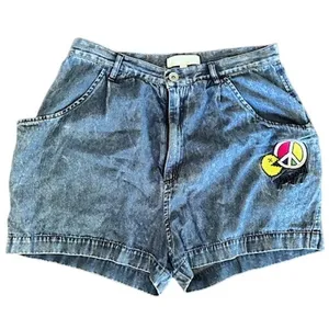 Fingercroxx Vintage Denim Jorts – Peace Patch Pac-Man Graphic – Waist 30 thumbnail 2