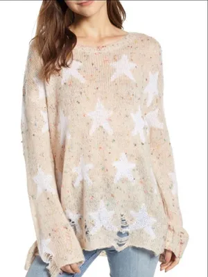Wildfox Seeing Stars Lennon confetti distressed‎ Sweater Size XS thumbnail 1