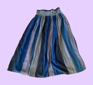 Vintage 90s denim patchwork pleated midi skirt 🔥 thumbnail 1