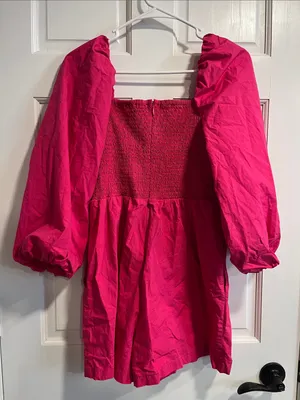 Mare mare x Anthropologie Hot Pink Puff Sleeve Romper Size XS thumbnail 6
