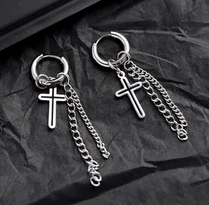 Stainless Steel Cross Dangle Drop Earrings for Men Women,Cross Earrings thumbnail 1