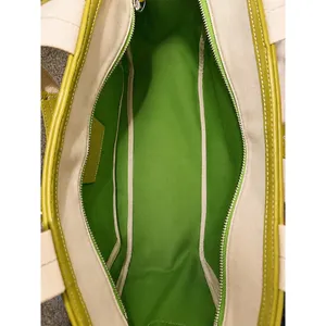 Coach 6734 Rare Vintage Hampton Garden Tote Ivory Green Canvas Leather Y2K Bag thumbnail 8