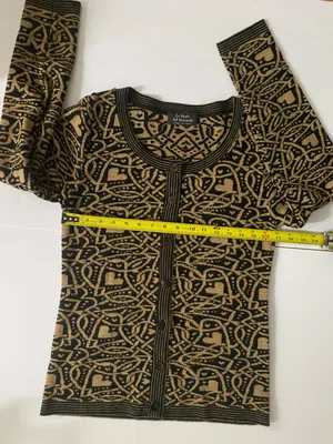 La Moda Del Momento Made in Italy Black Tan Heart Knit Button Cardigan Sweater thumbnail 6