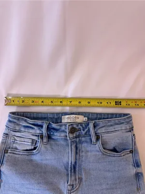 Hidden Light Blue Distressed Flare Jeans with Frayed Hem thumbnail 4