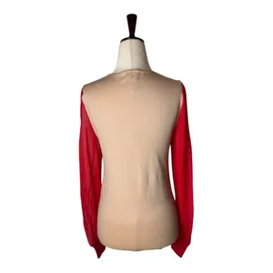 Wolford Bodysuit Women XS Tan‎ Red Sheer Sleeve Light Shadow Bodysuit Luxury thumbnail 3