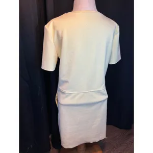 Zara Pale Yellow‎ Textured Short Sleeve Shift Dress with Pockets 5070/451/300/S thumbnail 8