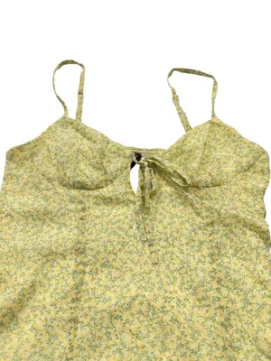 Divided Yellow Green Floral Mini Dress Sundress Tie Front Cutout X-Small Women's thumbnail 12