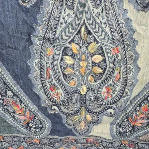 Coldwater Creek Blue‎ Embroidered Pashmina Floral Paisley Wrap Shawl Scarf OS thumbnail 5