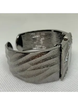 Studio women’s cuff bracelet watch black tone 29mm quartz analog size 7” running thumbnail 5