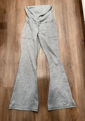 OFFLINE by Aerie The Hugger Foldover Flare Leggings Gray High Rise Long Inseam L thumbnail 1