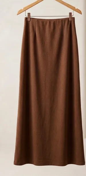We Wore What Pull On Midi Skirt XS Saddle Brown NWT thumbnail 1