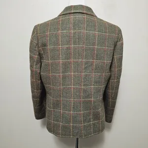 Vintage Petite Sophisticate Drab Olive Plaid Wool Blend Blazer Size 12 thumbnail 4