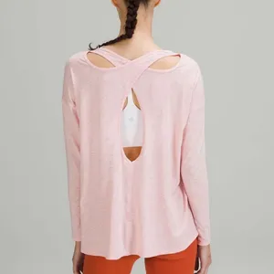 Lululemon Long Sleeve Top Womens 10 Open Back Outdoor Yoga Running Shirt Pink‎ thumbnail 2