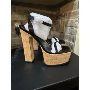 AAJ By Aminah Black Patant 6 Inch Tina Platform Dress‎ Sandal Size 8.5 MSRP $220 thumbnail 4