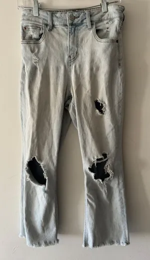 Urban‎ Outfitters BDG Kick Flare High-Rise Cropped Distressed Jeans thumbnail 1