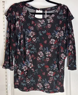Free People Multicolor Floral Blouse, Medium thumbnail 1