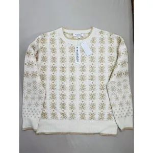 Workshop Republic Clothing Womens Sweater Size S Fair Isle Cream Gold Cozy thumbnail 4