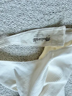 Madewell Crewneck Thong Bodysuit in Sleekhold Small NEW Lighthouse White thumbnail 8
