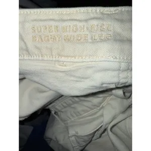 American Eagle AE Women's 14 Super High Rise Baggy Wide Leg Pant Stretch‎ Cream thumbnail 6