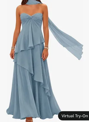 Corset chiffon wedding guest dress Blue Size 6 thumbnail 1