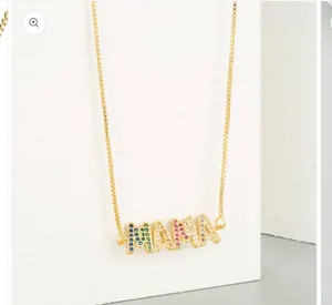 MAMA Zircon Chain Necklace Gold thumbnail 4