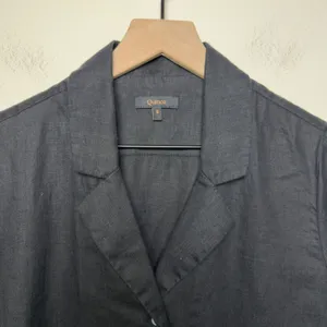 Quince Women 100% Linen Button Front Shirt Small Charcoal Short Sleeve Lagenlook thumbnail 4