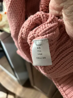 Pink Cable Knit Sweater Size Large 100% Acrylic thumbnail 4
