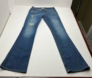 True Religion Becky Womens Size 27 Blue Denim Jean Distressed Low Rise *FLAWED‎ thumbnail 1