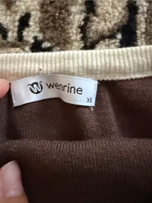 Brown Strapless Knit Dress with Cream Trim thumbnail 2